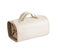 Kueohse Large Capacity Travel Makeup Bag Organizer Pouch with Foldable Design Waterproof Toiletry and Make Up Bag Creamy White