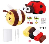 Kueohse Needle Felting Set (Ladybug, Bee), with Instruction, Felting Foam Mat, Wool Felting Supplies