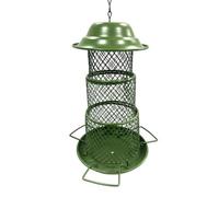 Kueohse Outdoor Metal Bird Feeder Portable Telescopic Hanging Bird Feeder Tray Anti-Squirrel Bird Feeder Pet Supplies Round