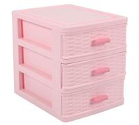 Kueohse Plastic Drawer Designed 3 Compartment Jewelry Storage Box Pink