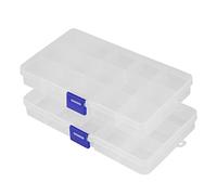 Kueohse Plastic Organizer Box, 2 Pack Clear Bead Organizer for Jewelry Tackle Earring Craft Beads(15 Grids)