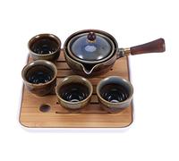 Kueohse Porcelain Chinese Gongfu Tea Set Portable Teapot Set with 360 Rotation Tea Maker and Infuser Portable Gift B