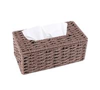 Kueohse Rattan Tissue Box, Vintage Napkin Holder, Case Clutter Storage Container Cover, Living Room Desk Decoration (Coffee)