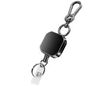 Kueohse Retractable Keychain Key Chain Heavy Duty Metal ID Badge Holder Key Reel, Carabiner Keychain with Belt Clip, 27.5Inch Steel Cord