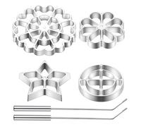 Kueohse Rosette Iron Molds Set Bunuelos Mold with Handle Cooking Stamp Maker Kit Cookie Cutter Aluminum Alloy Waffle Mold