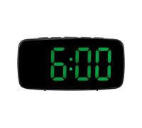 Kueohse Smart Digital Alarm Clock Bedside,Green LED Travel USB Desk Clock with 12/24H Date Temperature Snooze for Bedroom,Black