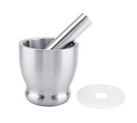 Kueohse Stainless Steel Large Mortar and Pestle Spice Pill Crusher Set with Protective Lid for Kitchen or Grinding Herbs