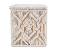 Kueohse Tissue Box Cover Boho Decor Square Paper Tissue Holder with Bead Buckle Macrame Napkin Tissues Organizer Home Decor