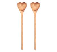 Kueohse Wooden Heart-Shaped Spoons Wooden Tea/Coffee Spoons Set Heart Shaped Wooden Spoons (2Pcs) - Small Wooden Spoons for Condiment, Salt, Sugar