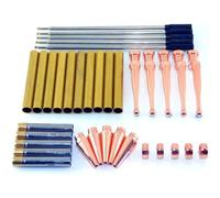 Kueohse X 5 Woodturning Pen Kit Set, Copper Finish, Twist Mechanism, Fancy Slimline Design