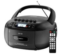 Kuephom CD Player Boombox with Cassette Player: Portable CD Boom Box with Bluetooth,FM/AM,Tape Recorder and Remote - CD/MP3/USB Player with Sleep Timer- AC/Battery Powered for Home/Outdoor/Gift