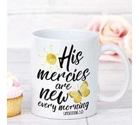 Kueprae Bible Verse Mug His Mercies are New Every Morning Encouragement 11oz