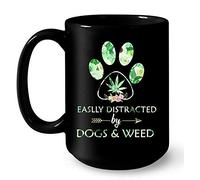 Kueprae Easily Distracted by Dogs and Weed Coffee Mug Halloween 11oz