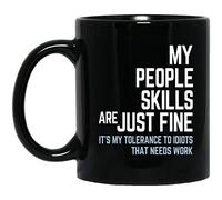 Kueprae My People Skills Sarcastic Cool Graphic Adult Humor Funny Black Coffee Mug 11oz