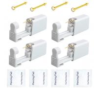 Kuesn 4 Pack Nose Piercing Gun Disposable Self Nose Piercing Gun Kit Safety No Pain Piercing Gun Kit (Gold)
