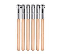 Kuesn 6 Pieces Wooden Pencil Extenders Art Pencil Lengthener Crayon Extension with Aluminum Handle for Artist Pens Prism Pens Sketch Pencil School Office Art