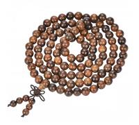 Kuesn 8mm 108 Mala Prayer Beads Bracelet Natural Wood Tibetan Buddhist Buddha Meditation Bead Necklace Bracelet (Deep coffee)