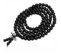 Kuesn 8mm 108 Mala Prayer Beads Bracelet Natural Wood Tibetan Buddhist Buddha Meditation Bead Necklace Bracelet (Black)