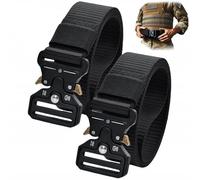 Kuesn Men's Tactical Belt, Work Belts for Men Military Webbing Riggers Web Belt Heavy-Duty Quick-Release Buckle for Military Work Outdoor Sports and Daily Casual Using (2, Black)