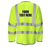 Kuest Personalised Hi Vis Big Size Long Sleeve Safety Velcro Waistcoat (You Can Add Your Own Text) Yellow-4XL