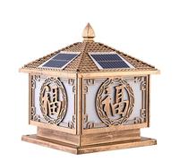 KUEYANB Chinese Style Solar Post Cap Light for Villa Courtyard Gate Waterproof Fence Porch Column Lamp Easy to Install Lamp Fixture for Driveway Lawn Auto Sensor Exterior Lighting Fixture for Garden