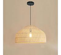 KUEYANB Natural Rattan Art Chandelier, Southeast Asian Style Dining Table Pendant Lamp, E26 Screw Handmade Rattan Lampshade, Creative Restaurant Homestay Hanging Lighting Fixtures, for Kitchen Island