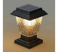 KUEYANB Outdoor Courtyard Gate Column Lamp Dusk to Dawn Outdoor Post Light Deck Porch Post Cap Light Solar Powered E26 Base Driveway Fenced Garden Pillar Lamp Vintage Style Patio Lawn Column Lamp