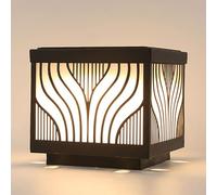 KUEYANB Outdoor Post Solar Lights for Fence Deck Modern Minimalist Garden Courtyard Column Lamp Black Metal Waterproof Exterior Pillar Lamp Wet Location Rated Solar Powered Lamp Fixture for Porch