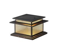 KUEYANB Pillar Light Solar Gate Column Lamp Outdoor Villa Courtyard Fence Post Caps Chinese Style Tempered Glass Column Lamp Waterproof Exterior Driveway Porch Light Fixture Outdoor Dusk to Dawnsolar