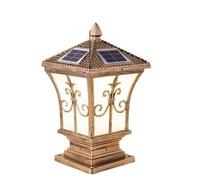 KUEYANB Solar-Powered Pillar Light LED Outdoor Waterproof Courtyard Villa Wall and Gate Column Lamp Post Light Outdoor Dusk to Dawn Solar Aluminum Housing Plus Glass Wired Lantern Column Light