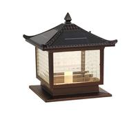 KUEYANB Solar-powered Pillar Light Outdoor Courtyard Lighting Fixture Chinese Style Villa Gate Fence Column Lamp Waterproof Exterior Lamp Post Lantern Head Dusk To Dawn Outdoor Pillar Lamp For Fence