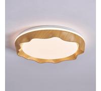 KUEYANB Walnut Wood Color Bedroom Ceiling Light Retro Wave Ceiling Lighting For Living Room Minimalist LED Flush Mount Ceiling Light Nordic Style Energy Saving Ceiling Light For Kitchen Island Office,
