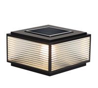 KUEYANB Waterproof LED Column Light for Fence Auto On/Off Outdoor Lighting for Villa Courtyard Modern Minimalist Black Metal Glass Solar Post Cap Light Easy to Install Garden Patio Porch Pillar Lamp