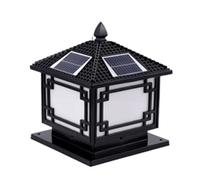 KUEYANB Waterproof Villa Courtyard Pillar Light Auto Sensor Exterior Lighting for Deck Fence Retro Chinese Style Porch Garden Lawn Post Light Solar Powered Outdoor Easy to Install Lighting Fixture