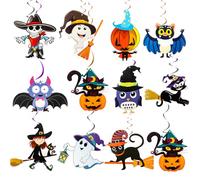 KufaerBeam 12Pcs Halloween Party Hanging Swirl Decorations, Halloween Hanging Swirl with Pumpkin Bat Owl Spider, Indoor Halloween Ceiling Ornaments, Children's Halloween Theme Decorations