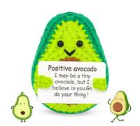 KufaerBeam Funny Positive Avocado Crochet Dolls,Handmade Emotional Support Vegetables with Positive Card Knitted Cute Encouraging Gift for Kids Adults Friends Classmate Girlfriends