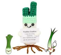 KufaerBeam Funny Vegetable Crochet Plushies - Positive Scallion with Card, Motivational Mental Health Gifts for Friends and Colleagues