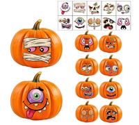 KufaerBeam Halloween Pumpkin Decorating Stickers - 10 PCS Funny Pumpkin Expressions for Laptop, Bumper, Skateboard, Water Bottles, Computer, Phone