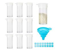 KufaerBeam Portable Travel Salt and Pepper Sets, 10 Pack Mini Seasoning Shaker with Tags, Plastic Salt Dispenser for Camping Picnic Outdoors Kitchen Lunch Salt(5g)