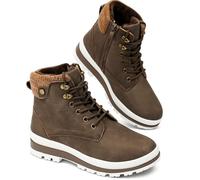 kufeiti Women's Waterproof Fur Lined Winter Boots Platform Black Combat Non Slip Boots with Side Zipper Snow Ankle Boots for Outdoor Hiking Work