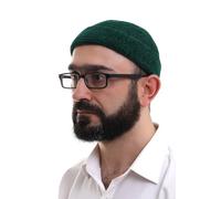 Kufi Hats for Men, Taqiya, Takke, Turkish Muslim Winter Velvet Roll-up Edge Caps, Peci, Islamic Prayer Skullcap, Islamic Gifts, Green