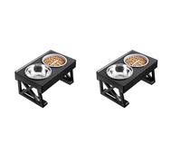 Kufughty 4X Elevated Dog Bowls for Larges Dogs, Medium and Small, 15° Tilted Adjustable Raised Dog Bowl Stand with 2 Slow Feeders