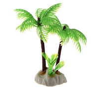 Kufughty Fish Tank Emulational Mini Coconut Tree Decor w Ceramic Base