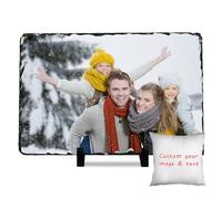 Kufutee Custom Photo Rock Slate Photo Frame Plaque with Text Photo, Customized Indoor/Outdoor Decor Customized Picture Memorial Gift for DIY Souvenir Desktop decor (Rectangle-10x15cm)