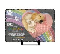 Kufutee DIY Memorial Stone Photo Frame, Custom Photo Slate Rock with Display Stand, Custom picture frame for your pet (Rectangle-10x15cm)