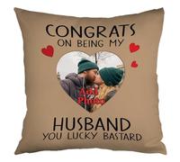 Kufutee Personalized Throw Pillow Covers with Photo Picture- Congrats ON Being My Husband- Anniversary, Birthday Gift for Spouse, Husband, Wife, Boyfriend, Girlfriend