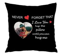 Kufutee Personalized Throw Pillow Covers with Photo Picture- I Love You Hug This Pillow Until You Can Hug Me-Anniversary, Birthday Gift for Spouse, Husband, Wife, Boyfriend, Girlfriend
