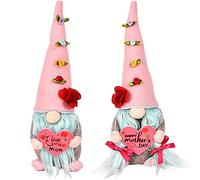 kuggty Mothers Day Gonk Decorations, Handmade Tulip Gonks Faceless Dwarf Doll Gifts for Him Her, Elf Figure Tabletops Gnomes Ornament Valentines Day for Mother Daughter Boyfriend Gifts (C+D)