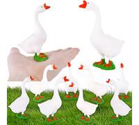 Kugliwa 12 Pcs Desk Goose Figurines Plastic Desktop Goose Mini Geese Statues for Garden Dollhouse Farm Animal Themed Party