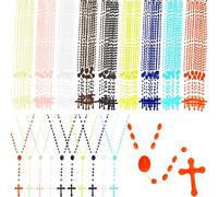 Kugliwa 120 Pcs Plastic Cross Beads Necklace Bulk Multicolor Prayer Crossed Beads for Church Religious Easter Gift Party Favor, 10 Colors, 1.38 x 0.98 inches/ 3.5 x 2.5 cm, Plastic, No Gemstone